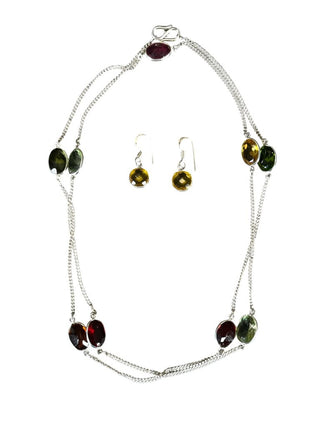 Silver/stone necklace and earrings