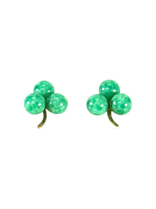 14K three stone post earrings