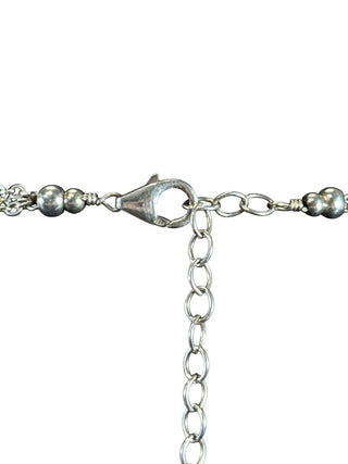 Triple strand SS necklace w/stone pendant