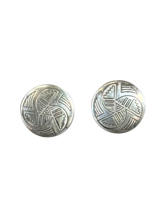 SS Carved Concho post earrings