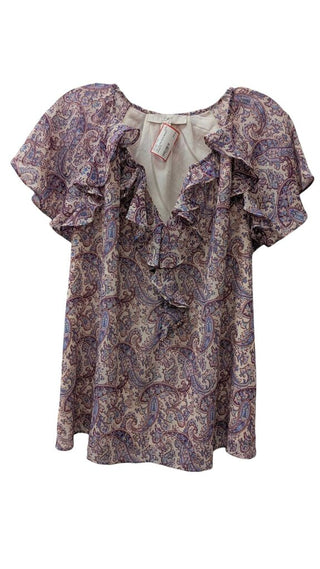 Print Ruffle Blouse