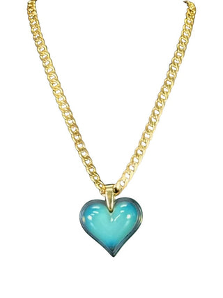 Gold plate crystal heart pendant