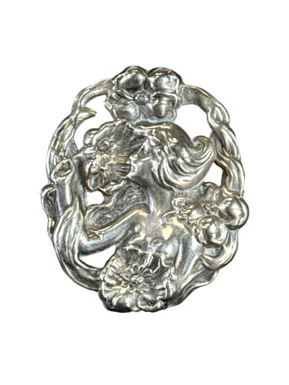 Nickel silver Art Noveau brooch