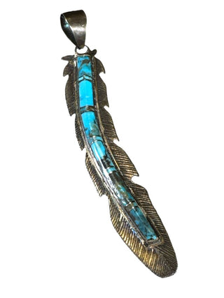 Sterling Turquoise Feather Pendant