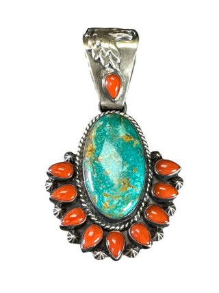 Sterling Turquoise Coral Pendant