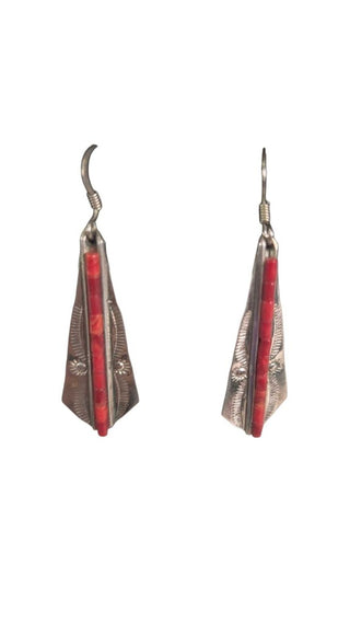 SS Stone Feather Dangle Earrings