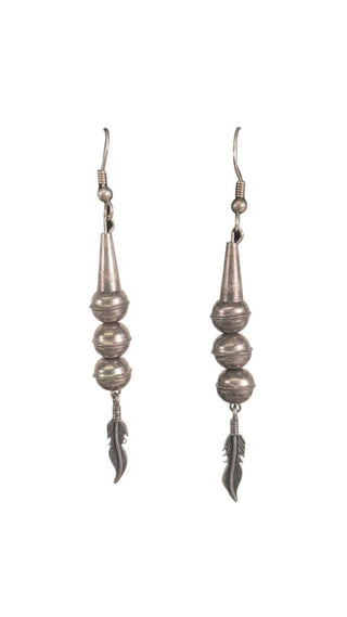 SS Bead Feather Dangle Earrings