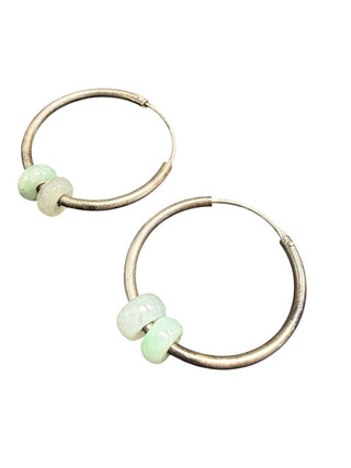SS Stone Hoop Earrings