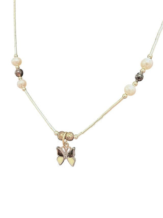 SS Inlay Butterfly Necklace