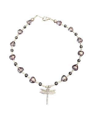 SS Dragonfly Heart Stone Anklet