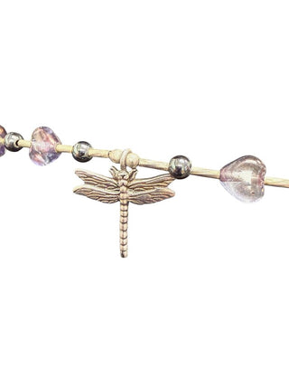 SS Dragonfly Heart Stone Anklet
