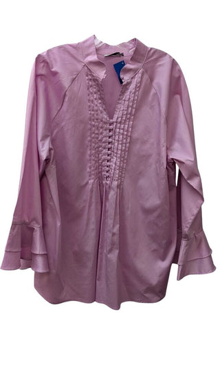 Long Sleeve Pleats & Button Front