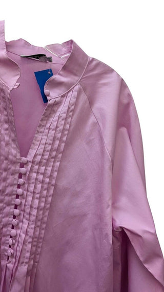 Long Sleeve Pleats & Button Front