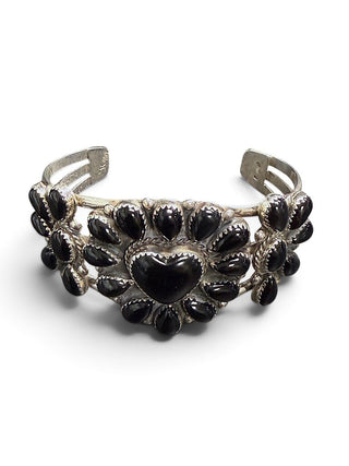 SS Signed Onyx Heart Cuff