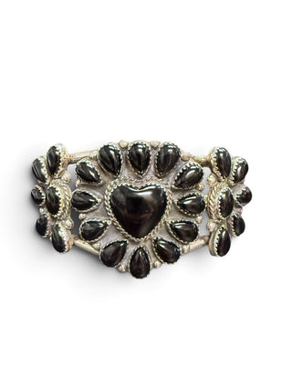 SS Signed Onyx Heart Cuff