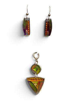 Non Silver Acrylic Pendant Earring Set