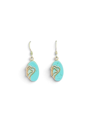 SS Turquoise Heart Dangle Earrings