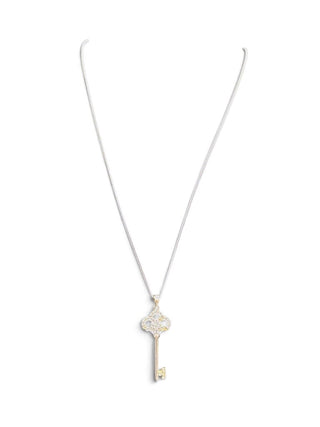 SS Key Pendant w/CZ Stones Necklace
