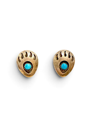 SS Bear Paw Stone Earrings Set
