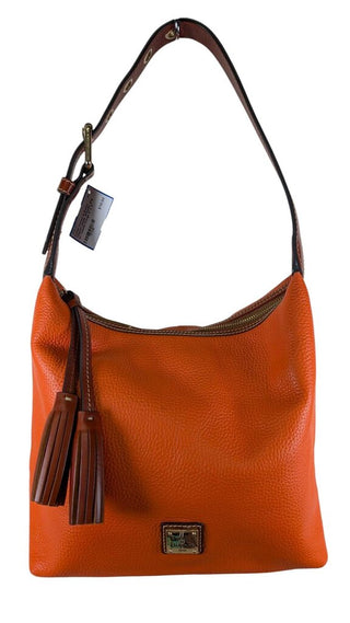 Pebbled Leather Shoulder Bag w/ Tassels