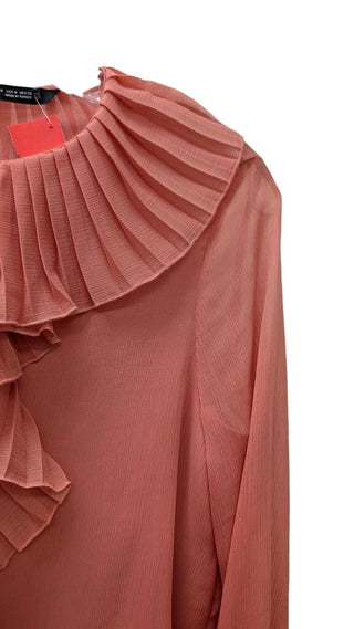 Button Front Ruffle Blouse