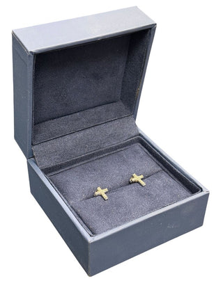 Sterling Tested Diamond Cross Earrings