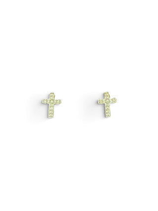 Sterling Tested Diamond Cross Earrings