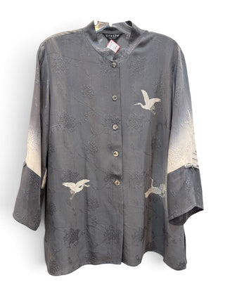 Silk Button Front Print