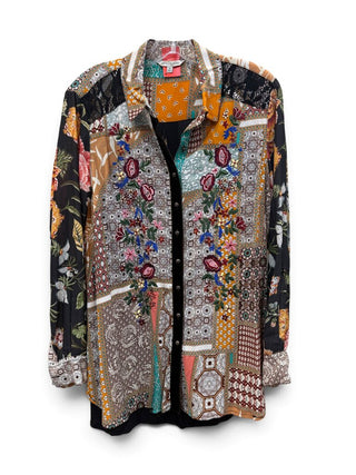 Embroidered Button Front