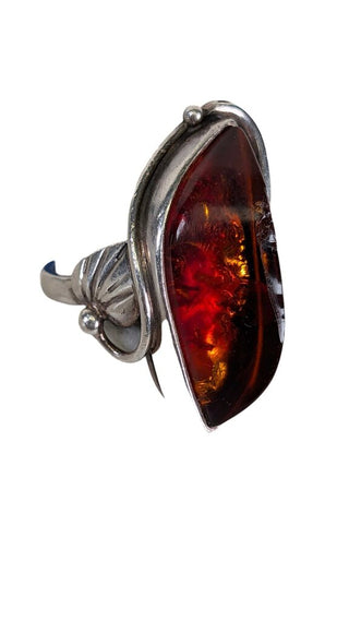 AS IS Sterling Amber Ring Chipped