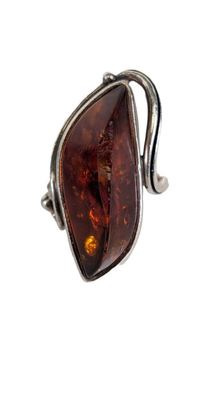 AS IS Sterling Amber Ring Chipped