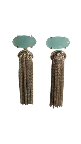 Stone & Chain Tassel Earrings