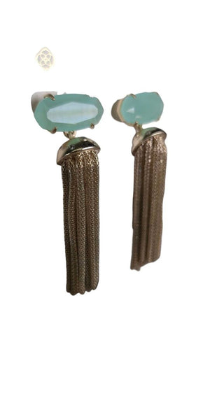 Stone & Chain Tassel Earrings