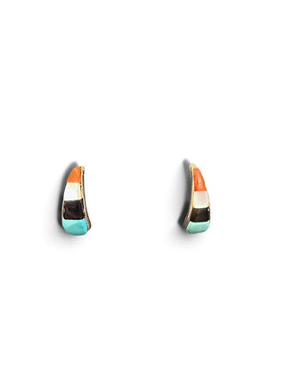 Sterling Inlay Half Hoop Earrings