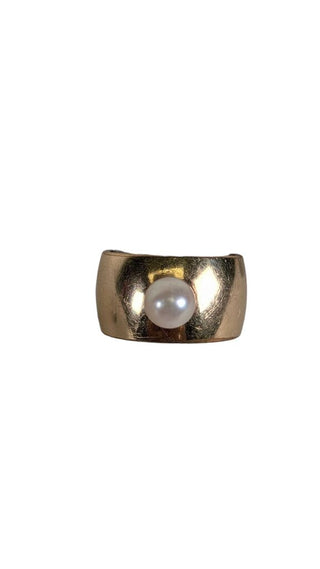 Tested 10kt Gold Wide Band w/ Pearl