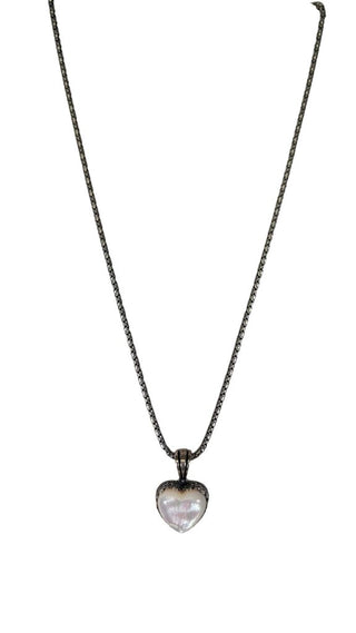 SS Shell Heart Necklace & Ear Set