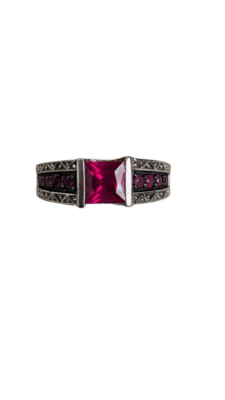 SS Sq Stones Ring