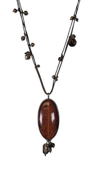 SS Leather Leaf Necklace