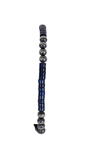 Silver Plated/Lapis? Stretch Bracelet