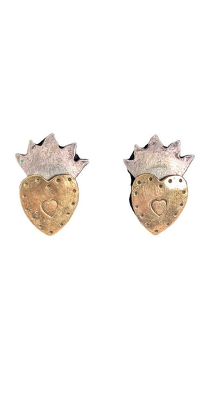 THE BOROUGHS Sterling Heart 2 Tone Earrings