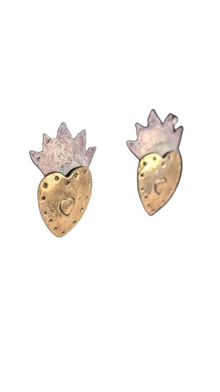THE BOROUGHS Sterling Heart 2 Tone Earrings
