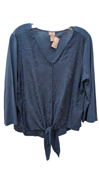 Print Sheer Button Front Blouse