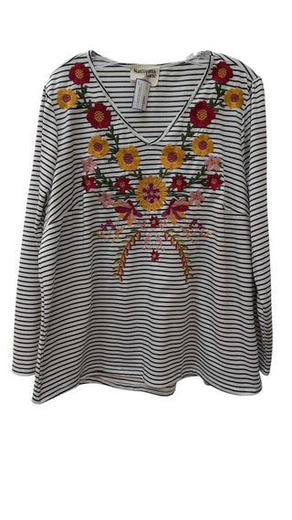 Striped Embroidered Top