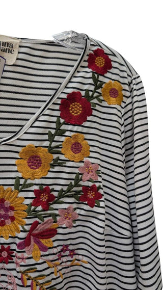 Striped Embroidered Top