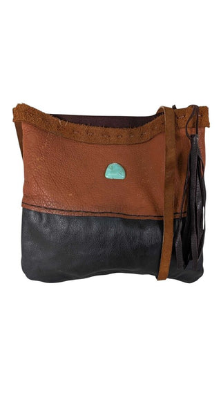Leather Stone Crossbody Bag in Colorblock