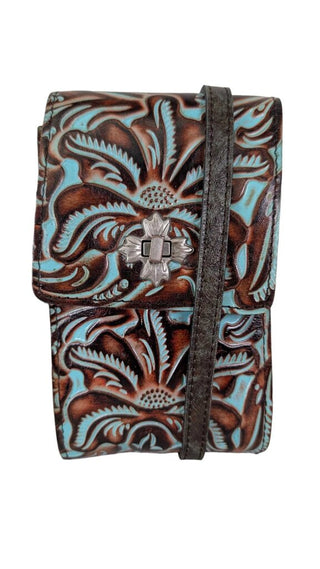 Tooled Leather Phone Crossbody