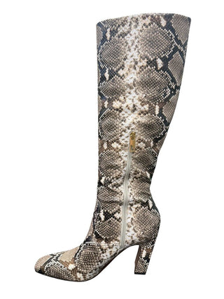 Knee Hight Snake Skin Heeled