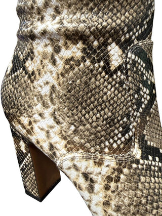 Knee Hight Snake Skin Heeled