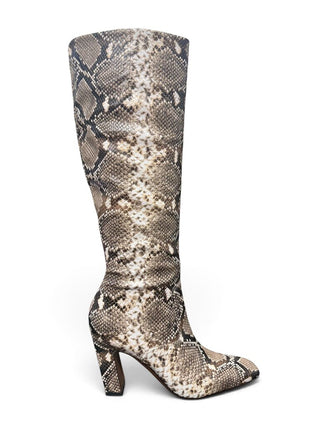 Knee Hight Snake Skin Heeled