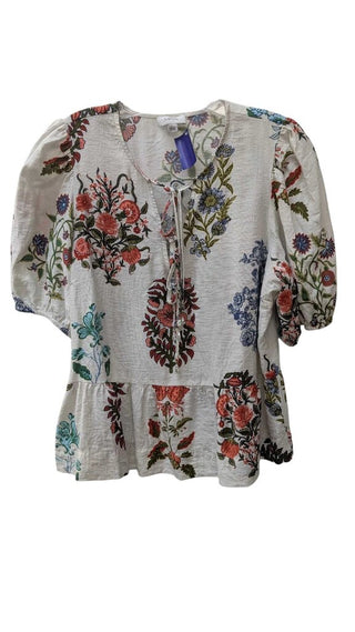 Floral Short Puff Sleeve Peplum